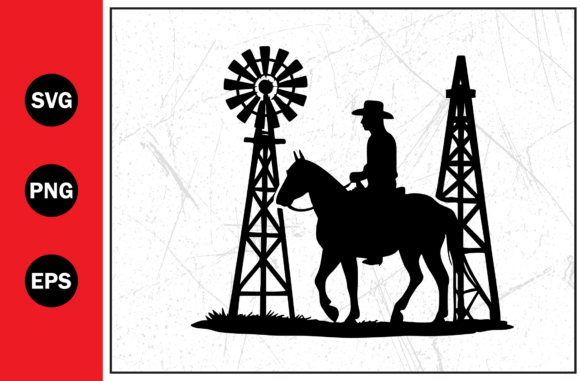 Cowboy Horseback Riding Silhouette for Real Embroidery Projects