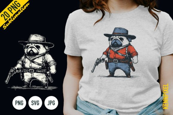 Embroidery Design Review: Cowboy Pug Dog Shirt SVG PNG